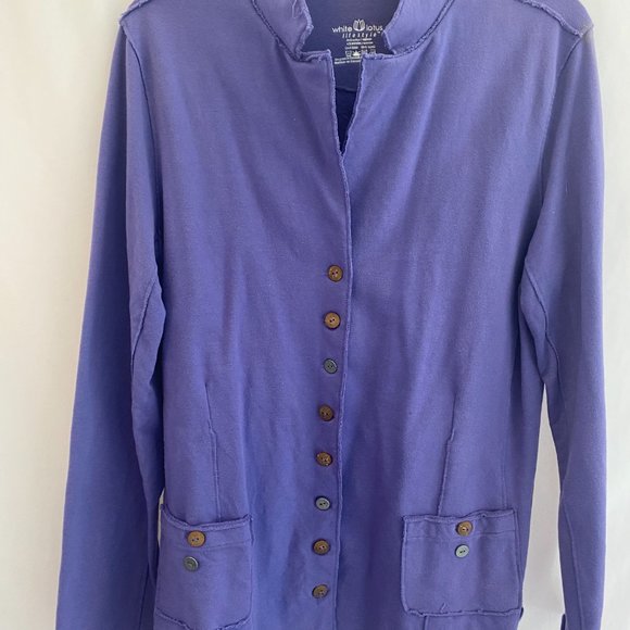 White Lotus Lifestyle Purple Long Sleeve Button Down Jacket Pockets Large - Picture 16 of 16